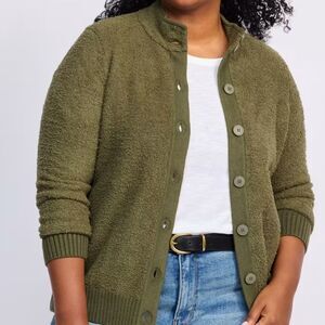 3130 NWT Les SereinShona Sherpa Button-Down Sweater Sz XL Olive